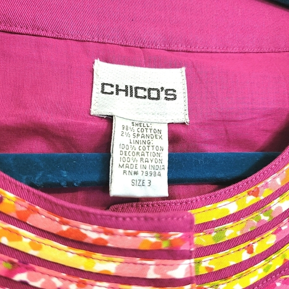 Chico's Textured Multicolored Cotton Business Casual Formal Coat Blazer Size XL - Picture 14 of 14